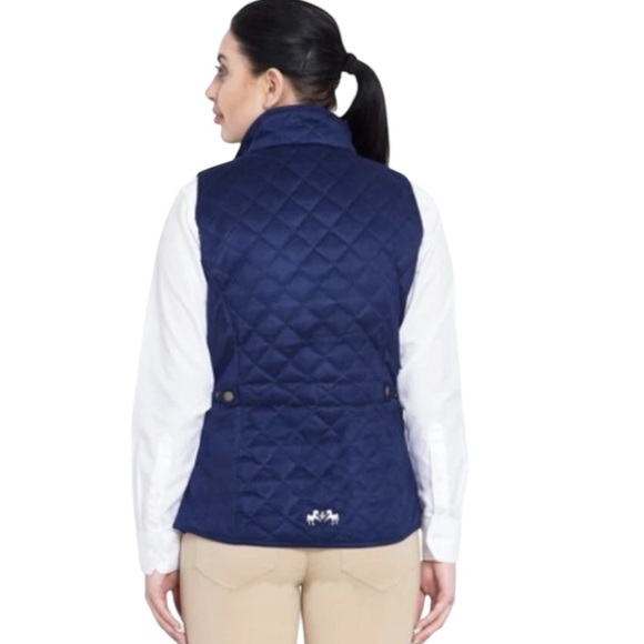 Equine Couture Navy Quilted Riding Vest Women’s M Equestrian Micro Suede NWOT - Picture 2 of 9